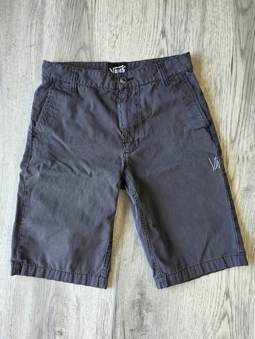 Vans Boys Black Gray Pinstripe Shorts Size 12